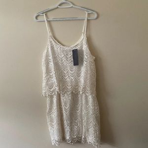 LAC BLEU Lace White Spaghetti Strap L